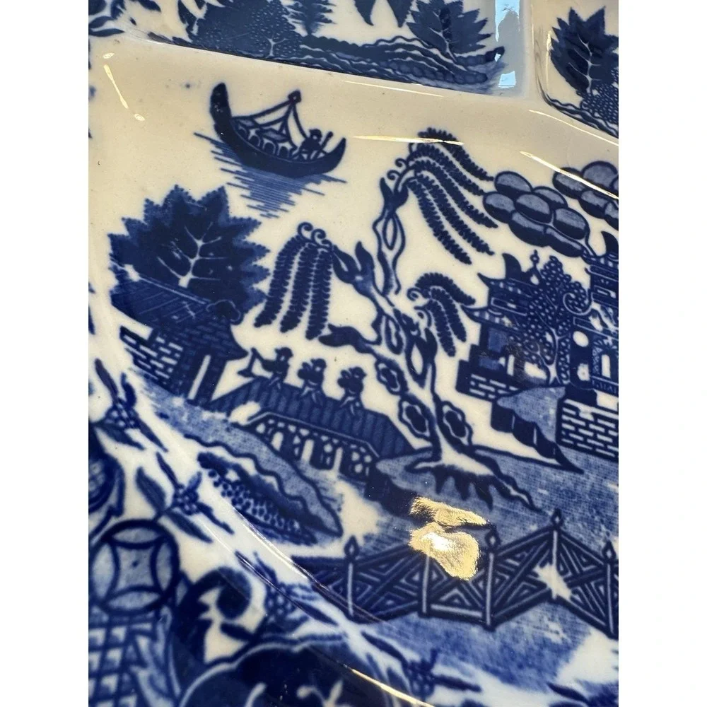 Vintage Moriyami Made In Japan Blue Willow Divided plate 10 1/4